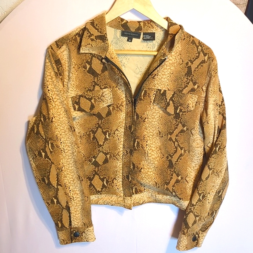 Snake Skin Print Jacket 80s Mob Wife Costume Grunge Rock Concert Indie Sleeze